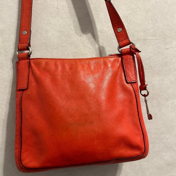Fossil Marlow Crossbody Bag burnt out red  Leather Turnlock Purse Handbag - Picture 14 of 14